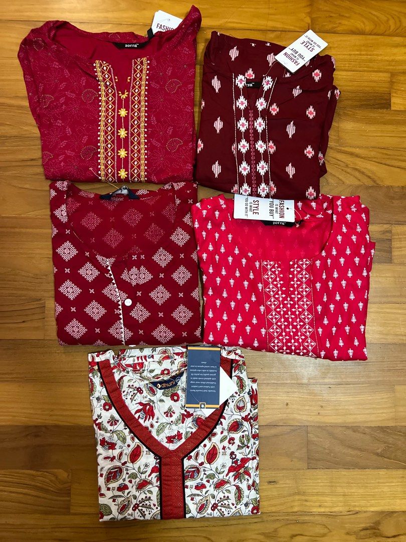Red kurtis Women s Fashion Dresses Sets Traditional Ethnic