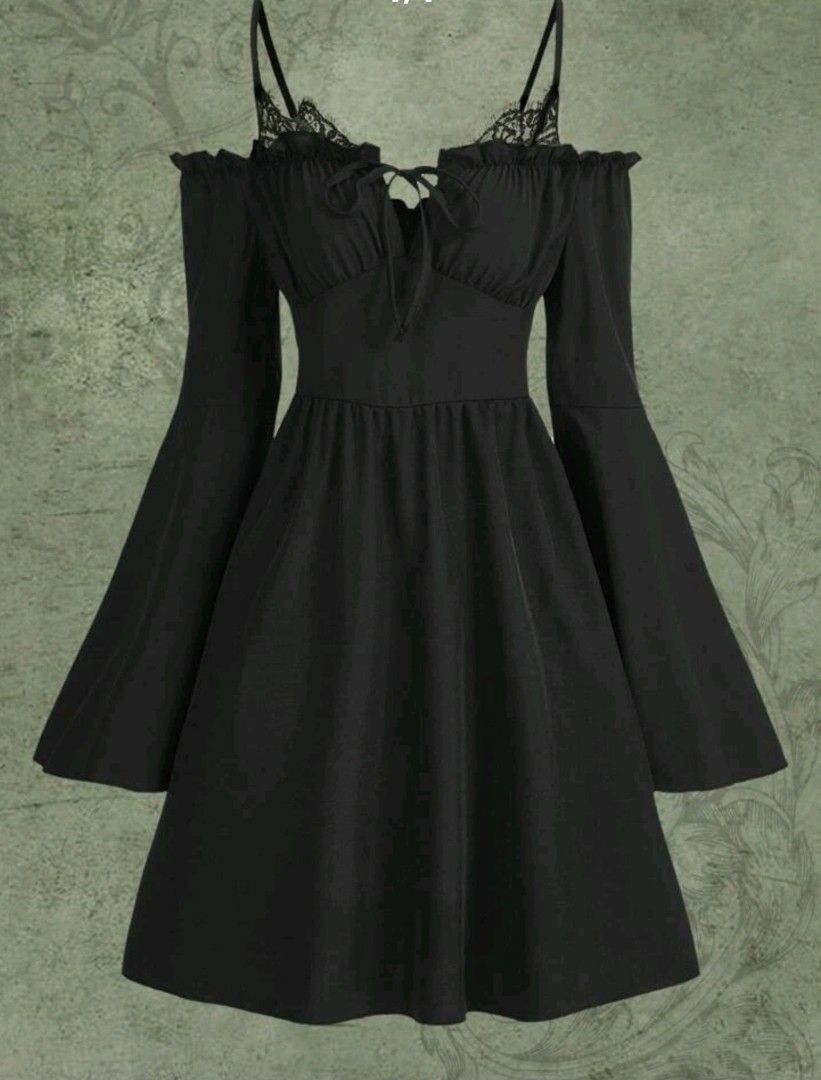 ROMWE Fairycore Solid Frill Trim Tie Front Dress Women s Fashion