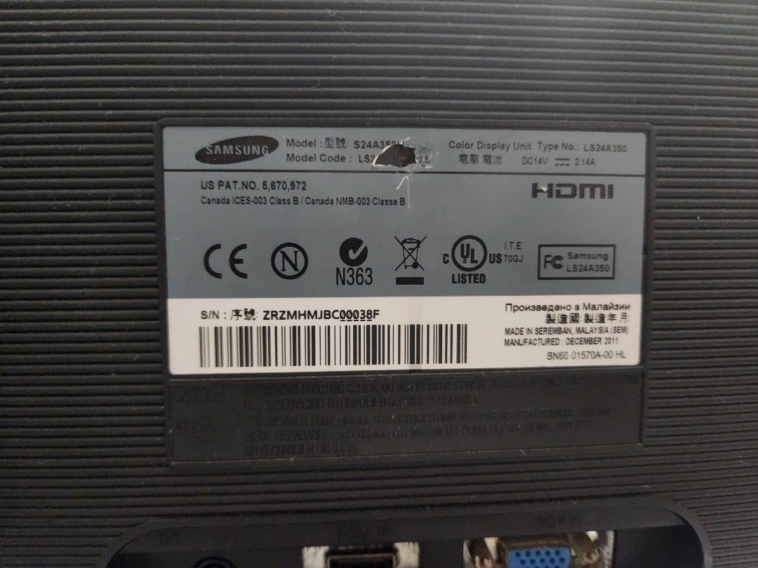 Samsung LED Monitor S24A350H, Computers & Tech, Parts & Accessories ...