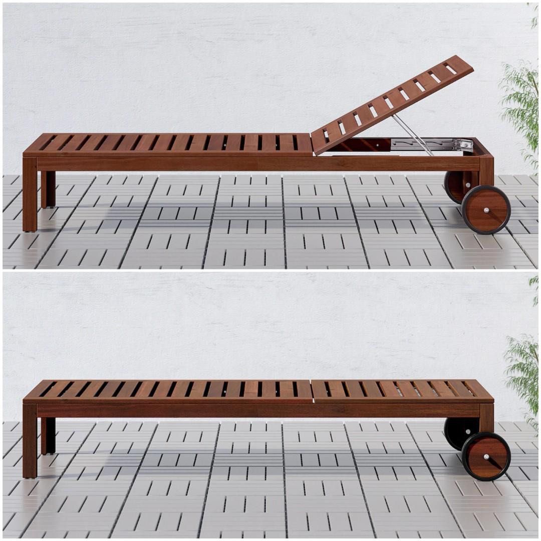 Ikea Solid APPLARO Sun Lounger Chaise Bench Table Garden Lazy