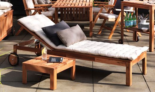 Ikea Solid APPLARO Sun Lounger Chaise Bench Table Garden Lazy Chair Relax Chair Single Bed Indoor Outdoor Katil Hospital Bed