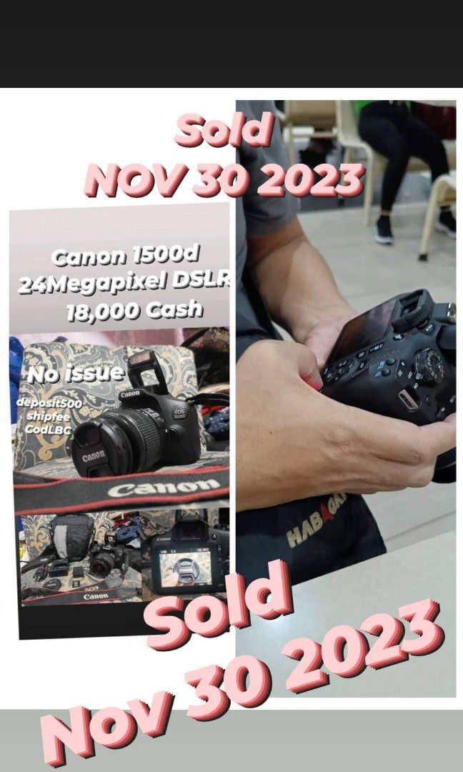 Set na po Canon 1500d DSLR Camera (Category: Cameras) located in Caloocan City. Submitted by mr.carlo_dslr_laptop (Listing ID 1264248474, Image 1). Description: Set na po Canon 1500d DSLR Camera Makinis po! Smooth Like New! High End Specification.. = 24Megapixel CMOS Sensor = Wifi Transfer of Files to Cp = Full HD Video for vlogs Unahan nalang po tayo ha dami kasi ng hahanap nito Pm me pag my tanong kapa Visit us at Caloocan city Monumento Meet u