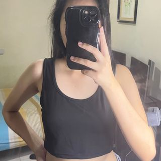 Shein Black Tank Sleeveless Cropped Top (Women)