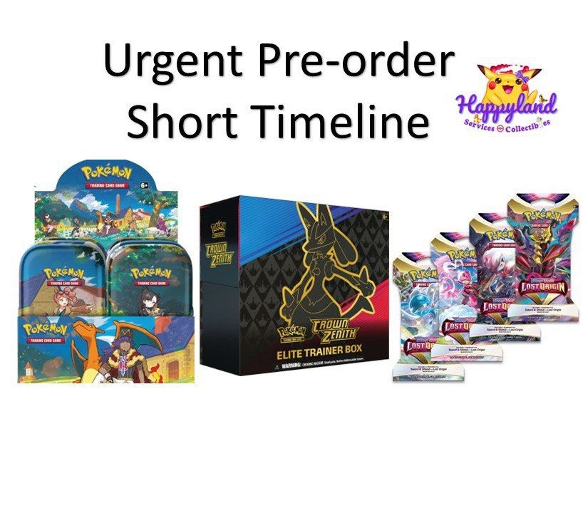 Short P.O) Pokemon TCG Crown Zenith ETB / Crown Zenith Mini Tins & Lost  Origin Sleeved Boosters, Hobbies & Toys, Toys & Games on Carousell