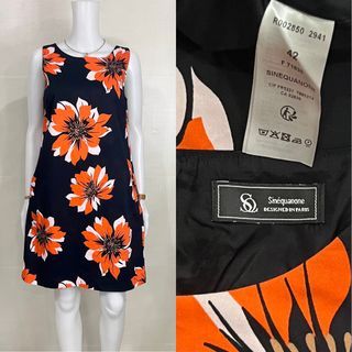 Sinequanone Persimmon Orange Floral Printed Shift Dress
