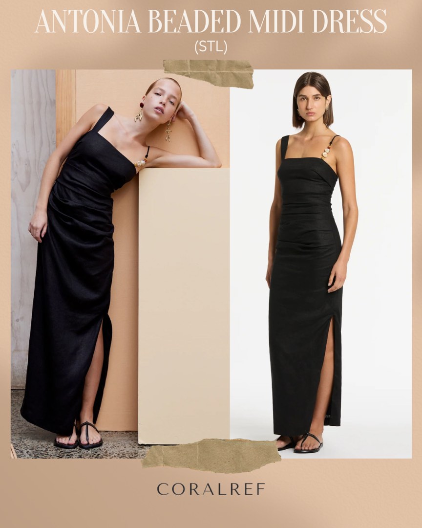 🖤Sir The Label Antonia Beaded Midi Dress in black, Women's Fashion, Dresses  & Sets, Dresses on Carousell