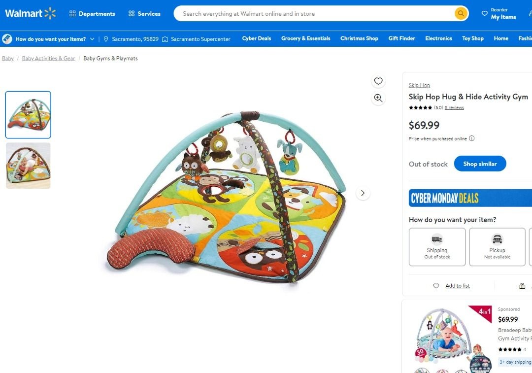 Skip hop hug top and hide activity gym