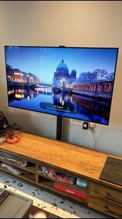 Swivel TV stand space saving hide under console table