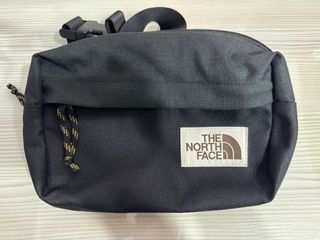 The North Face 黑底米白logo  雙層 大容量 北臉 肩背包 斜背包 腰包