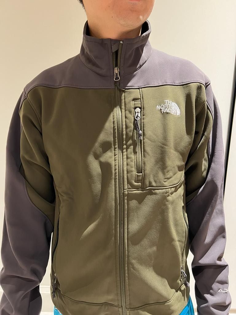 The North Face Mens S Apex Green Gray Warm Up Jacket Small hole