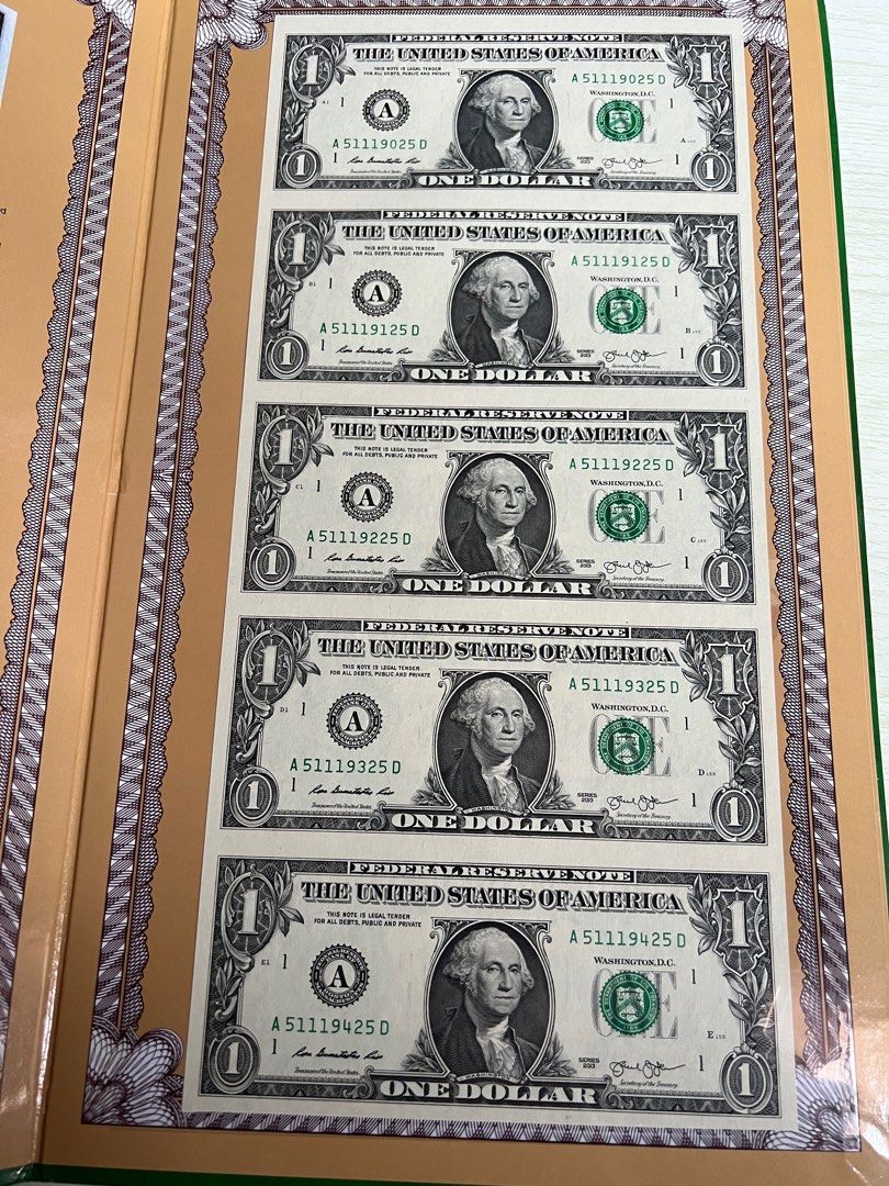 USD One Dollar Uncut Sheet, Hobbies & Toys, Memorabilia & Collectibles ...