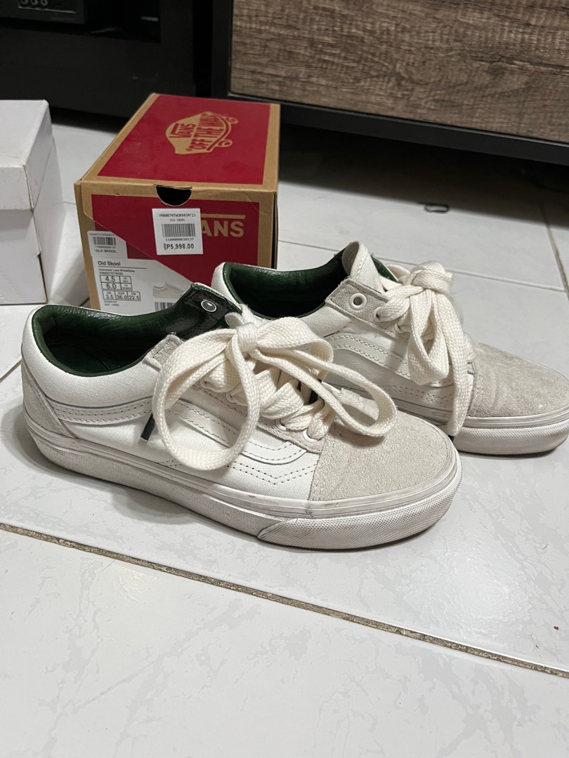 Vans Old Skool lace white green Women s Fashion Footwear