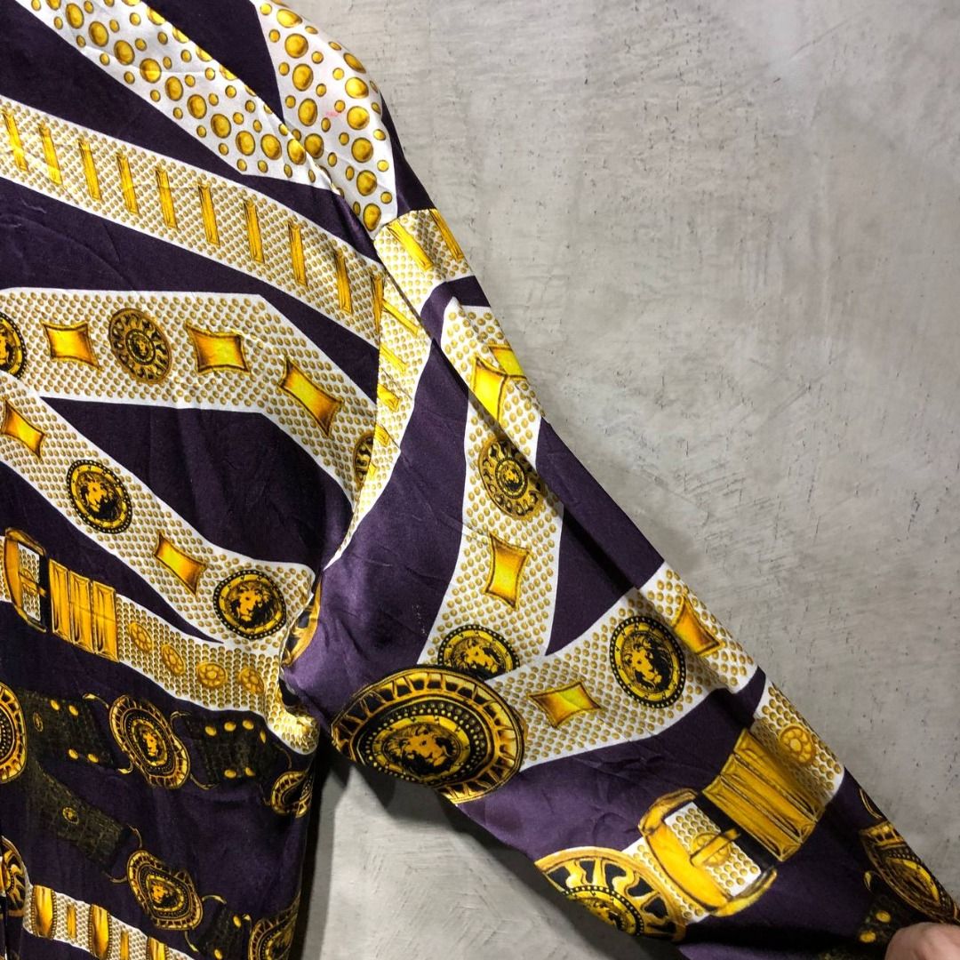 Versace Versus Belt pattern silk button down long sleeves, Luxury ...