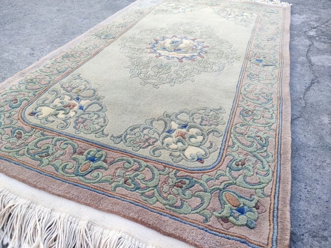 Vintage Chinese Hand Knotted Sculpted Area Rug, Carpet with Tassel ...