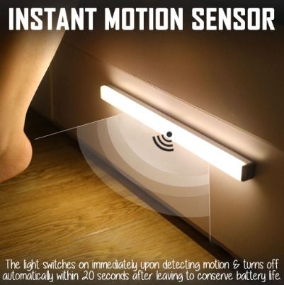 Wireless Motion Sensor Light Stick Portable Rechargeable Led Strip Kitchen Cabinet Wardrobe Bedroom Night Lamp Furniture Home Living Lighting Fans Lighting on Carousell