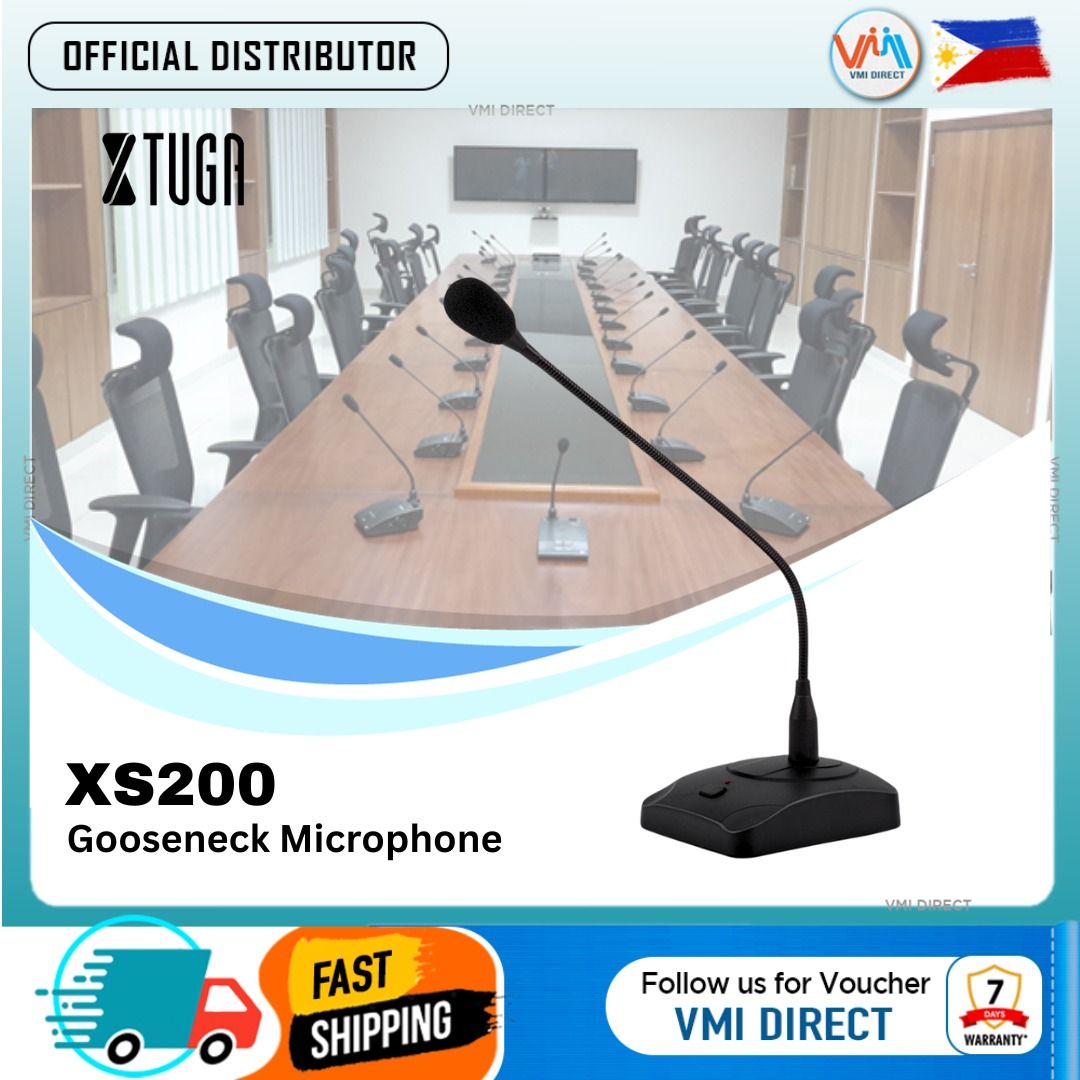 Xtuga XS200 Gooseneck Microphone VMI Direct (Category: Microphones) located in Manila. Submitted by vmidirect (Listing ID 1249649049, Image 1). Description: Specifications: With windproof sponge, the microphone can output your voice clearly. It is adjustable at 360 degree to meet your using demand. The microphone has low sound quality distortion and high quality sound output. The microphone is plug and play and controlled by the switch, which is 