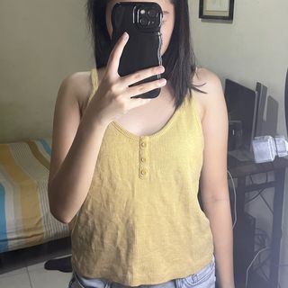 Yellow Ribbed Sleeveless Top (Women)