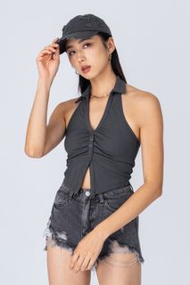 YHF S MIRAGE TOP IN DARK GREY