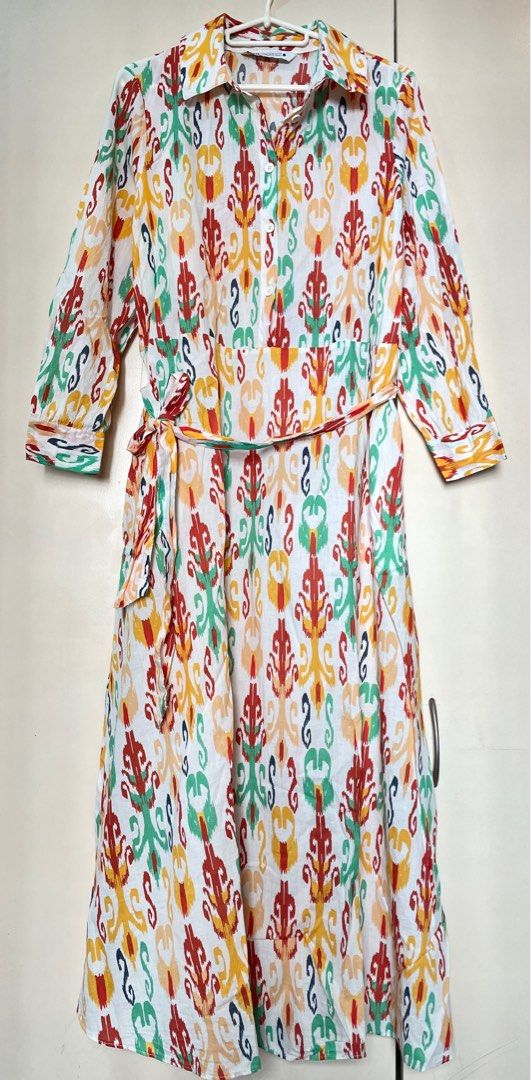 Zara Multicolored Belted Dress (Category: Dresses) located in Marikina City. Submitted by micharon (Listing ID 1268779682, Image 2). Description: Washed but NEVER BEEN USED M on tag Bust 38 Waist 34 L 49 100% cotton Hard to let go, but sadly it doesn’t fit me.