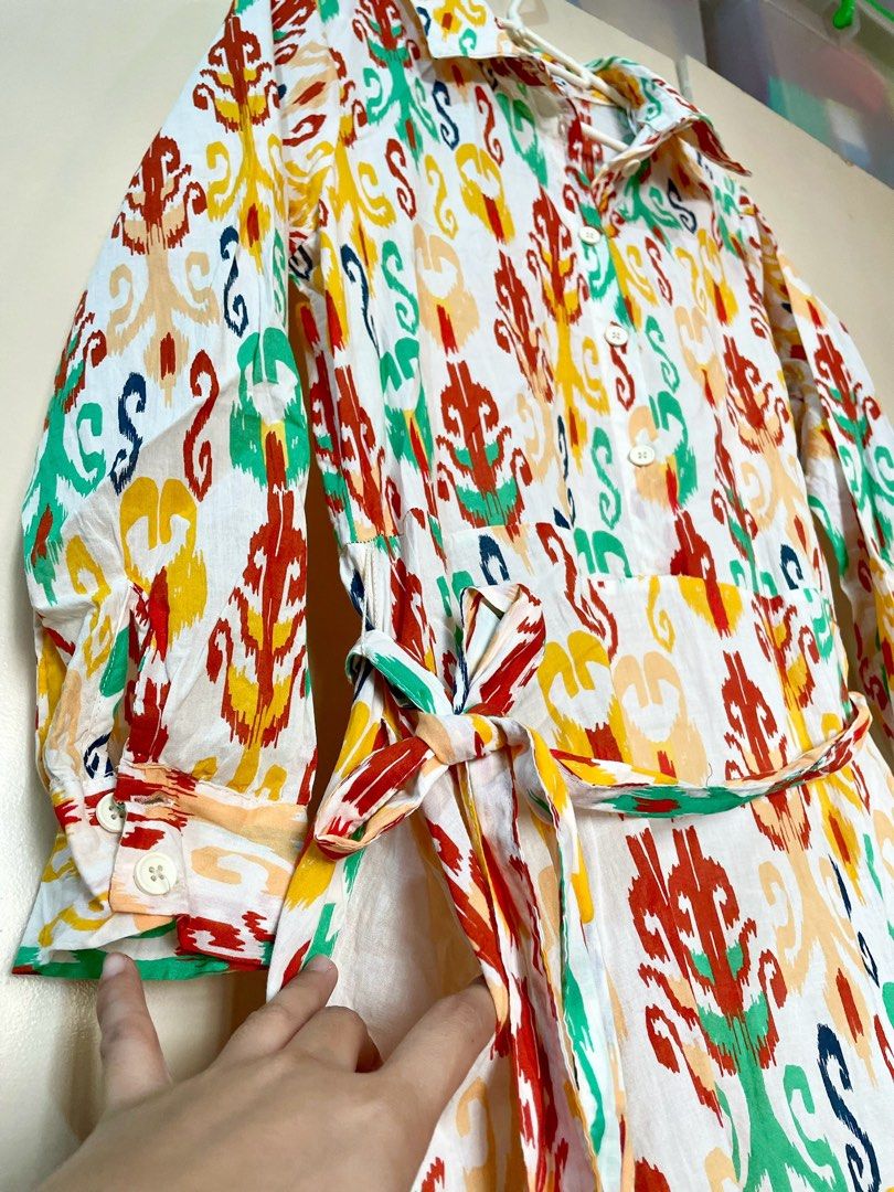 Zara Multicolored Belted Dress (Category: Dresses) located in Marikina City. Submitted by micharon (Listing ID 1268779682, Image 3). Description: Washed but NEVER BEEN USED M on tag Bust 38 Waist 34 L 49 100% cotton Hard to let go, but sadly it doesn’t fit me.
