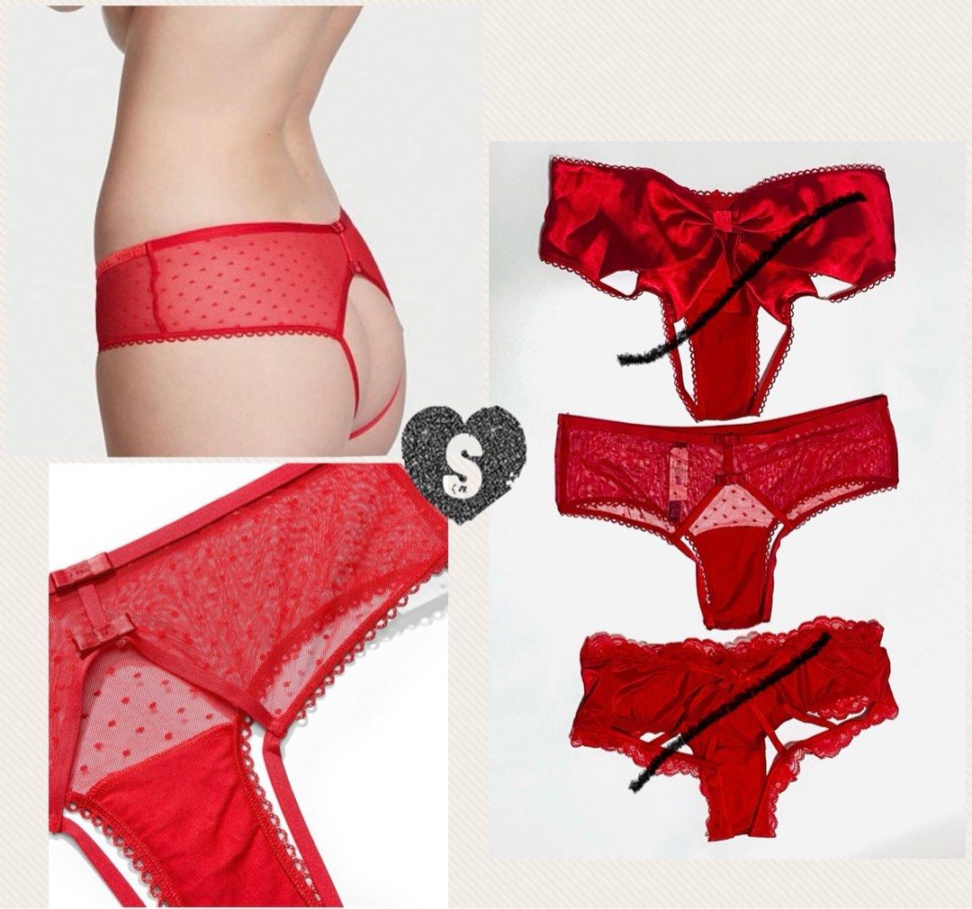 2F28:Victoria Secret Super Sexy Red Open Back Panty (S), Women's