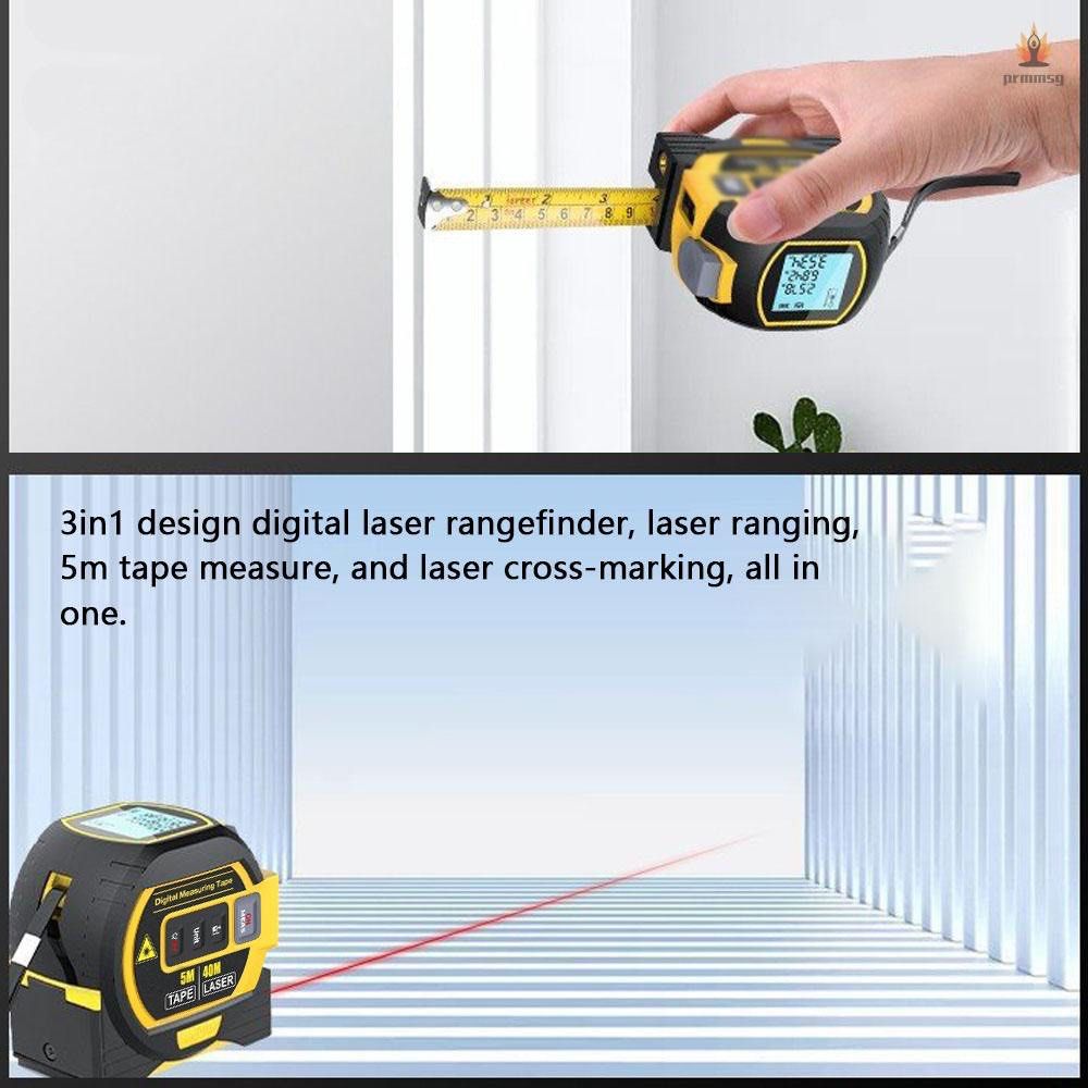 3-IN-1 LASER DIGITAL TAPE MEASURE RANGEFINDER HIGH-PRECISION 60M RANGE