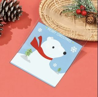 🆕️ 40pcs Light Blue Polar Bear 10cm Christmas Cookie Candy Souvenir Self Adhesive Plastics 🐻‍❄🍪🍬