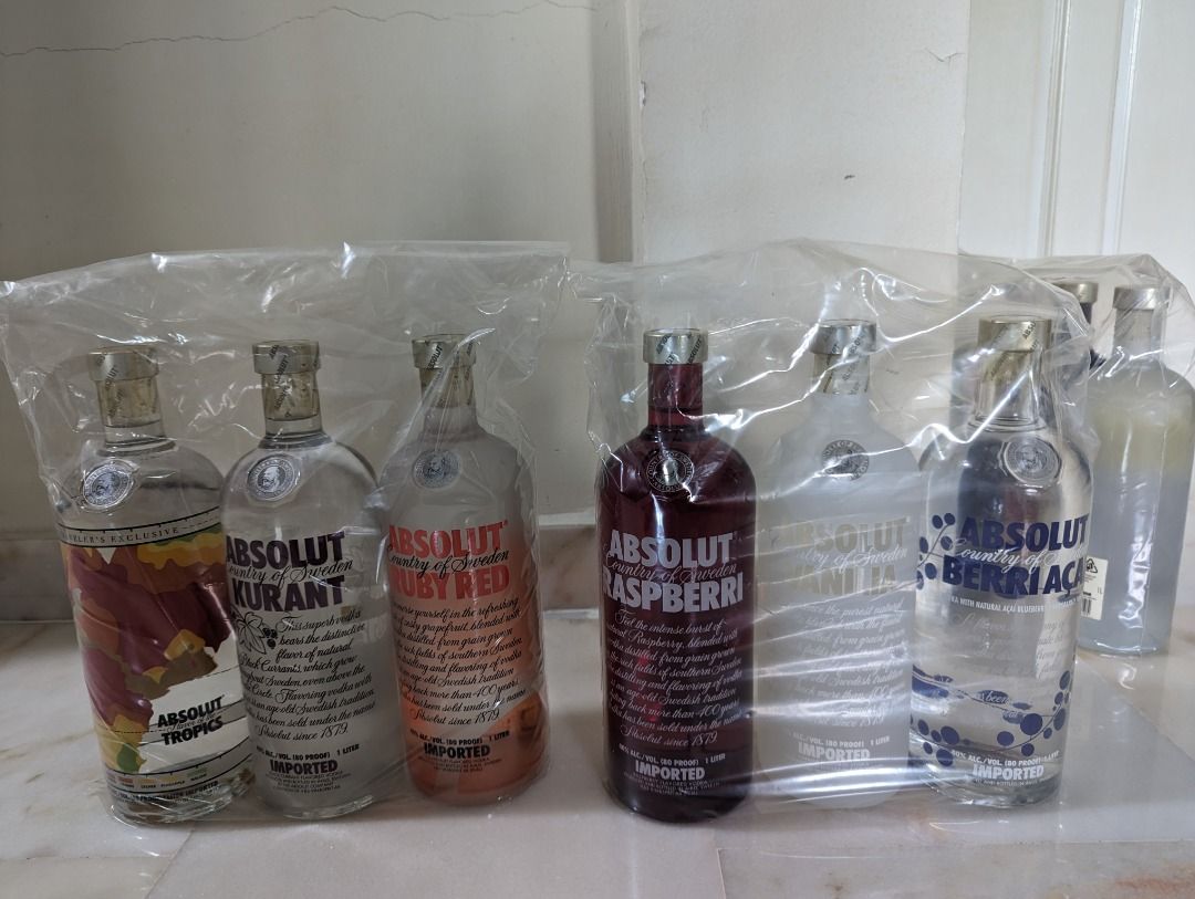 ABSOLUT VODKA 1 LITRE ASSORTED S$40 (each) (09 bottles left), Food ...