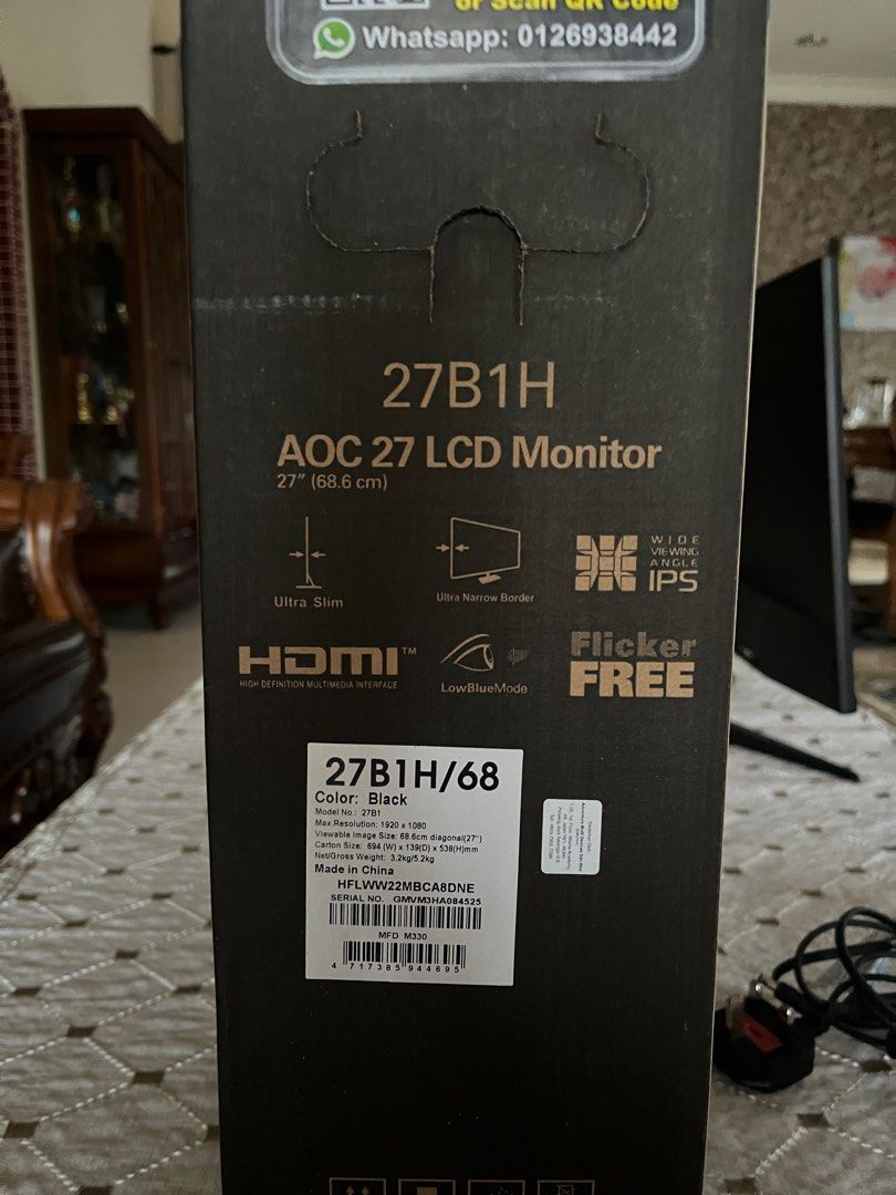 AOC 27 LCD Monitor, Black (27B1H)