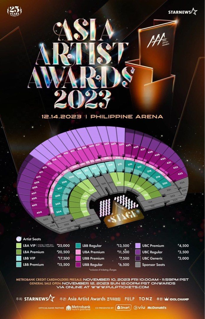 Asia Artist Awards 2023 Concert Tickets LBA VIP, Tickets & Vouchers