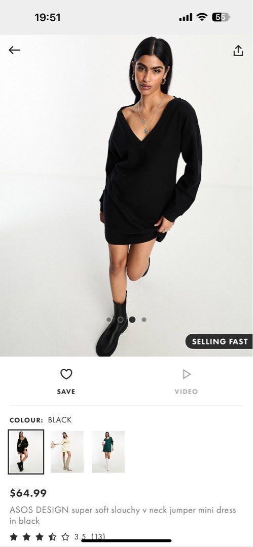 asos black jumper dress Brave Soul Plus high neck knitted jumper dress in black