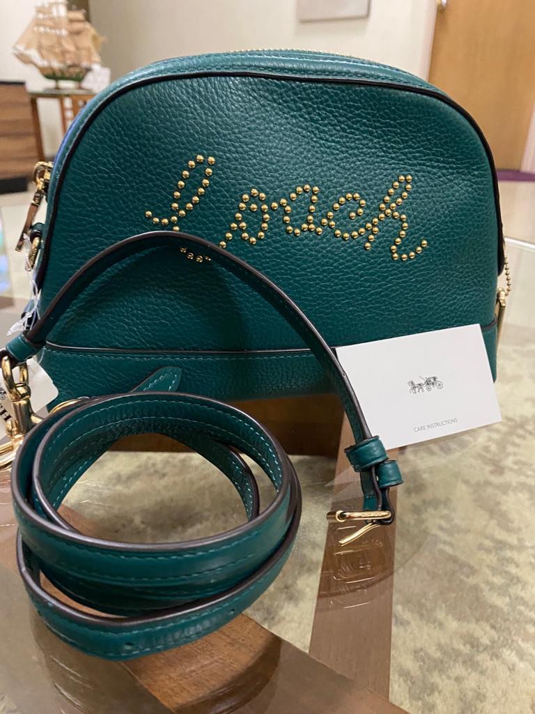 Dome crossbody with studded coach script sales