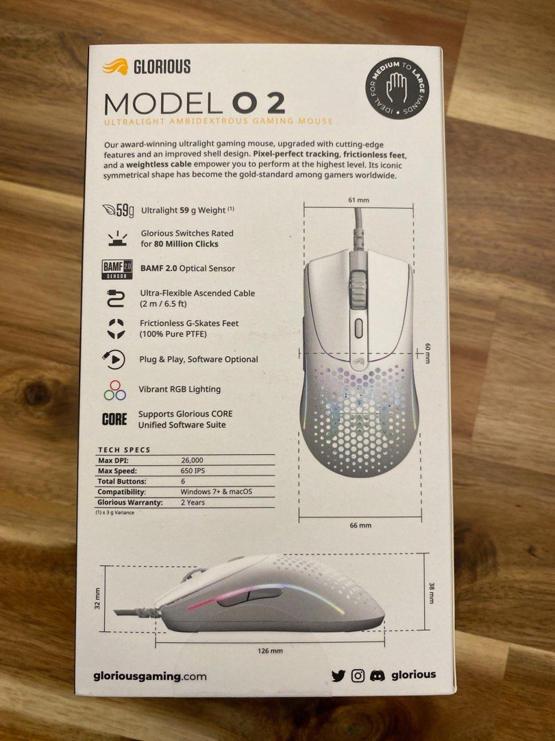 [NEW Model O 2] Glorious Model O 2 Ultralight Ambidextrous Wired Gaming ...