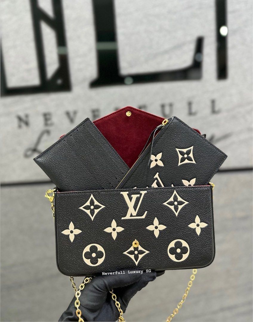 BNIB Louis Vuitton Felicie Pochette Bicolour Noir Beige Monogram Empreinte Leather Luxury Bags Wallets on Carousell