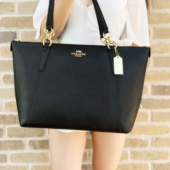Coach crossgrain ava tote shoulder bag black sale