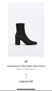 Brand New Zara High Heeled Fitted Fabric Ankle Boots