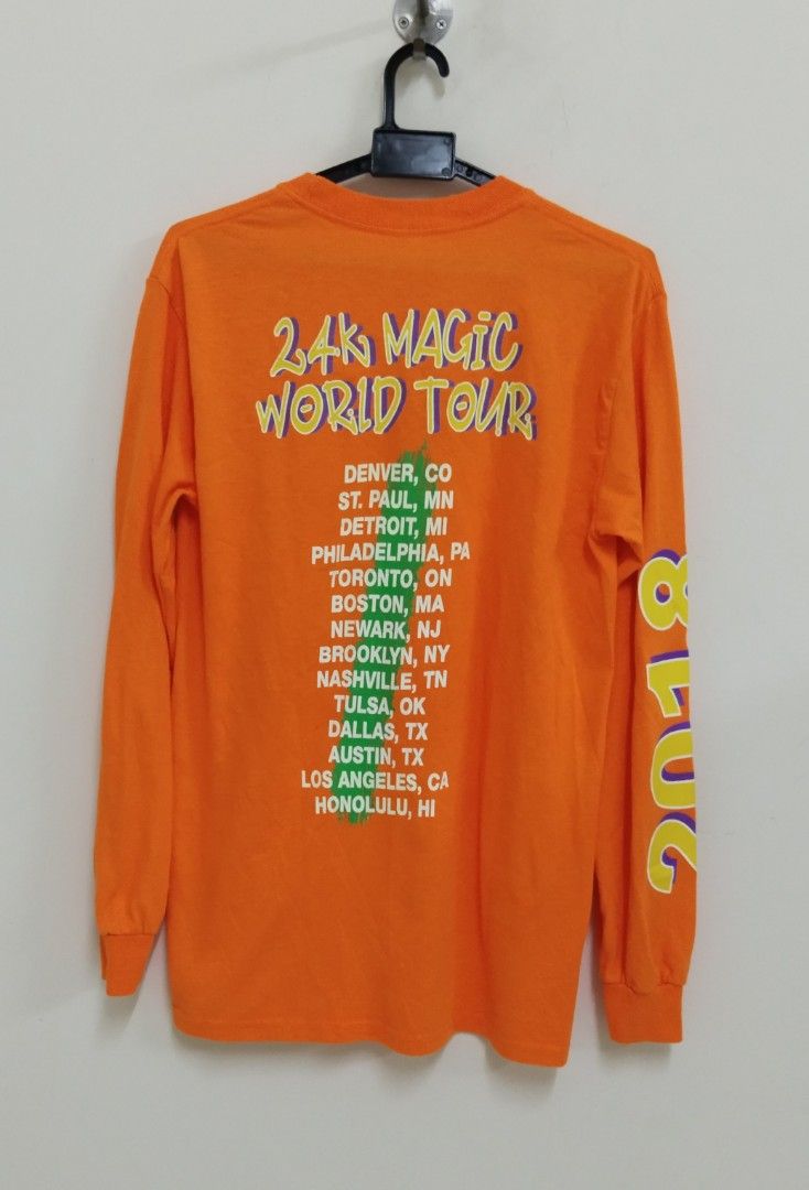Bruno mars 2018 24k magic world tour L/sleeve tshirt, Men's