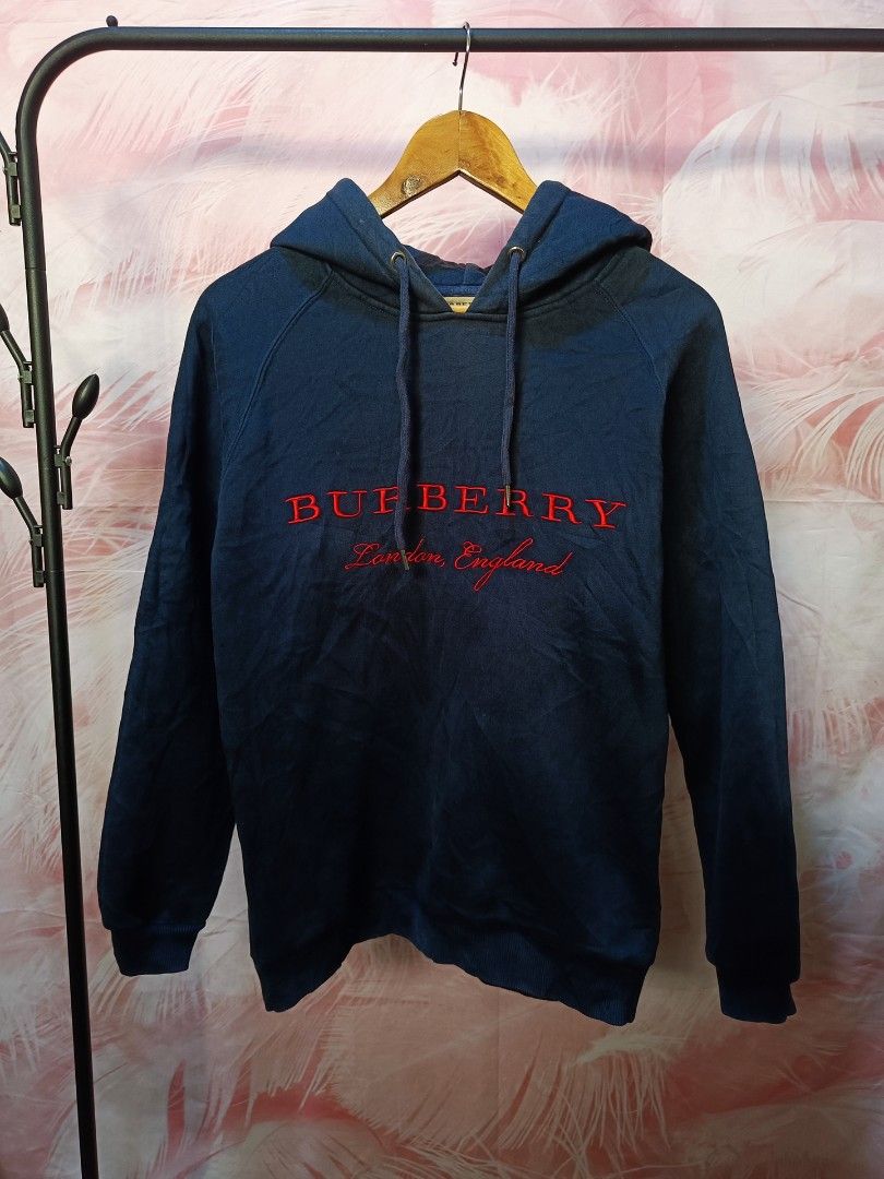 Navy blue burberry hoodie hotsell