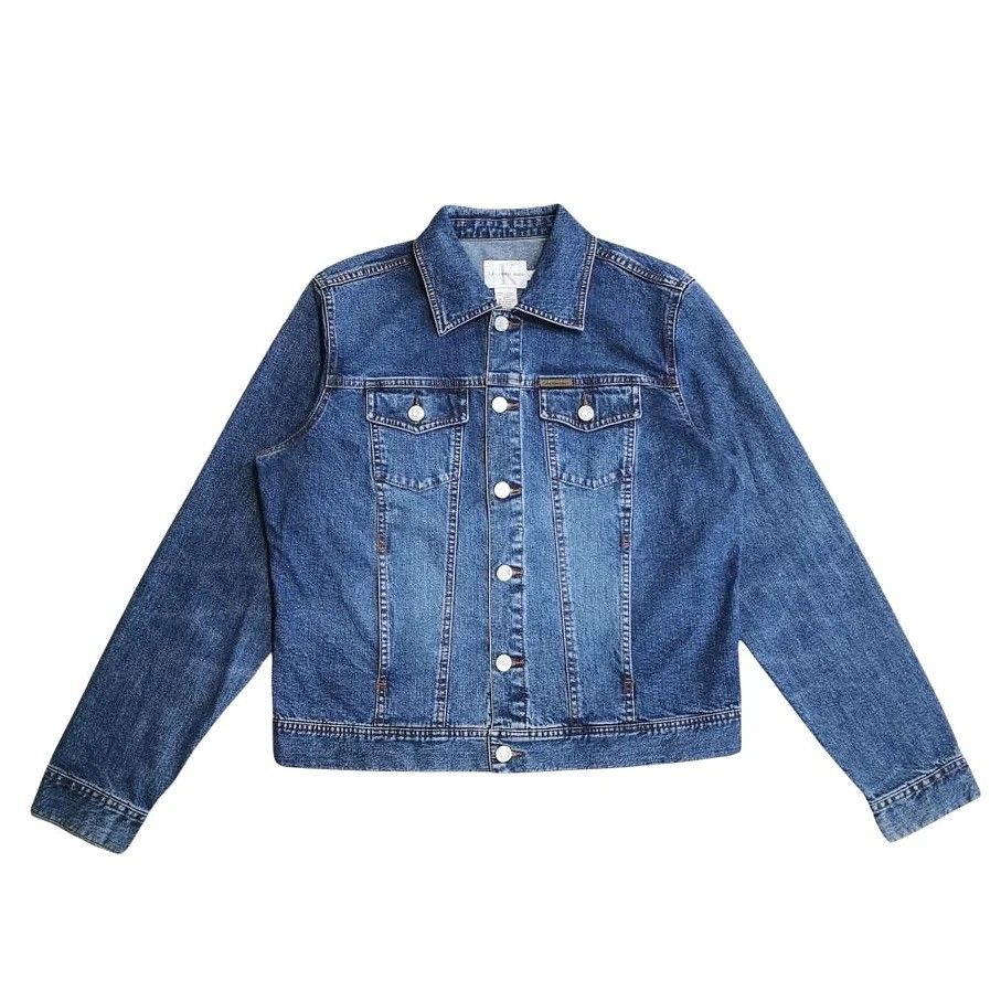 Calvin Klein Men's Essential Sherpa Casper Blue Trucker Jacket, Extra Small  at Amazon Men's Clothing store