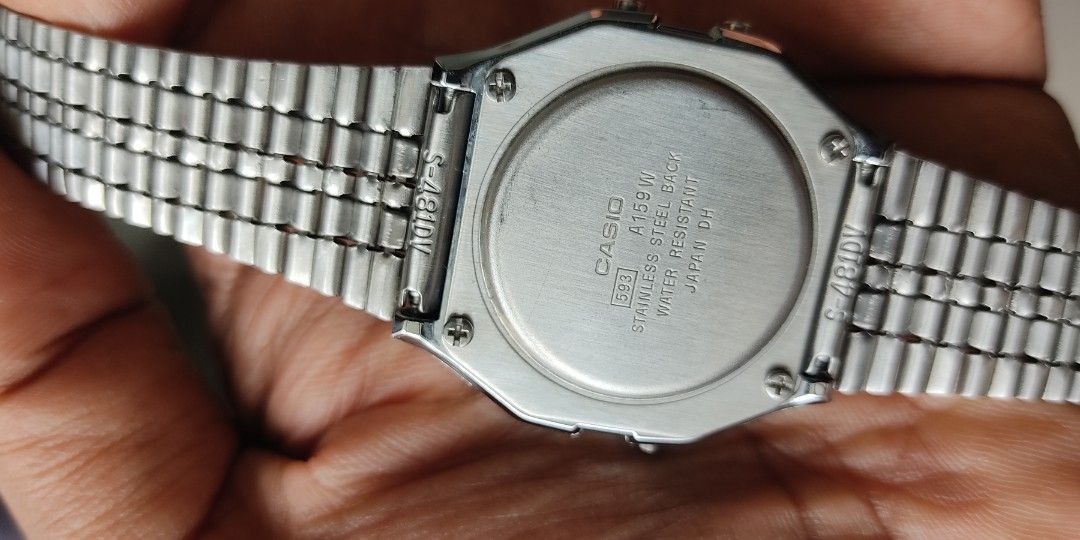 Casio 593 a159w stainless steel back water resistant japan dh deals