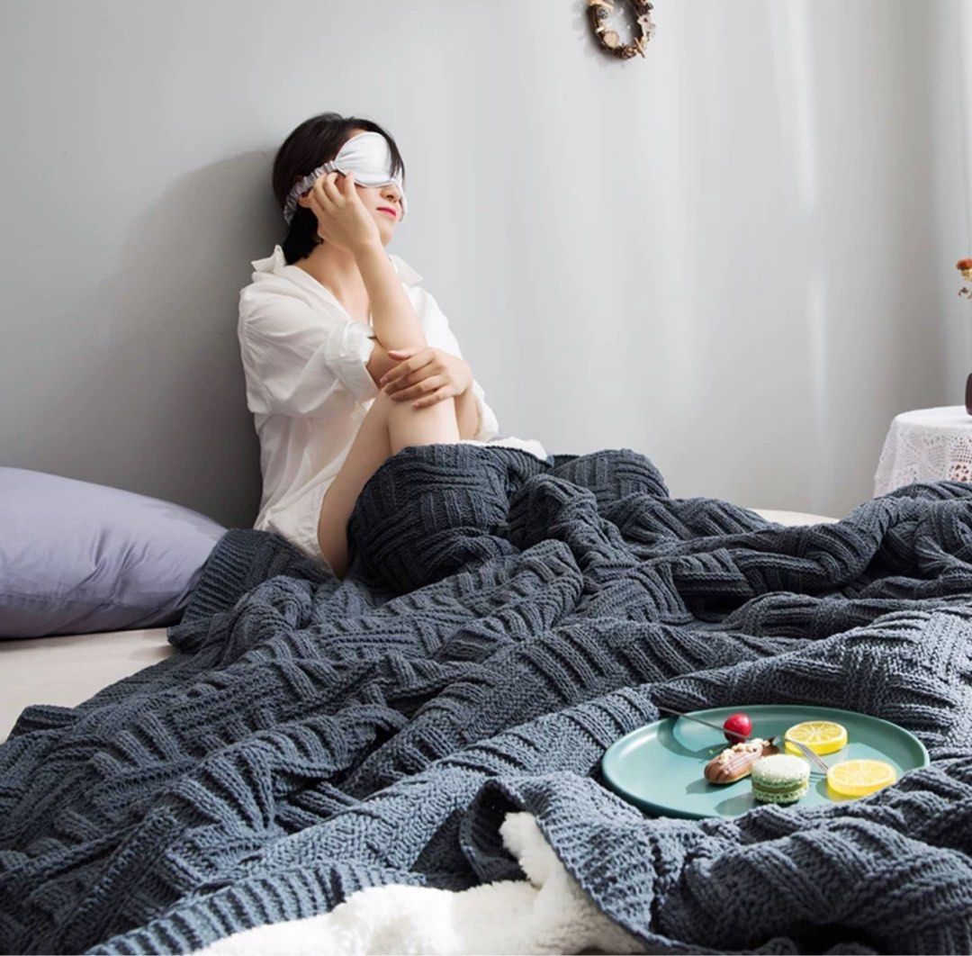 Dark grey throw blanket
