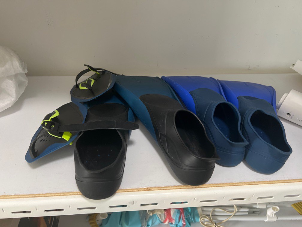 Decathlon swimming flippers and paddles, Sports Equipment, Sports