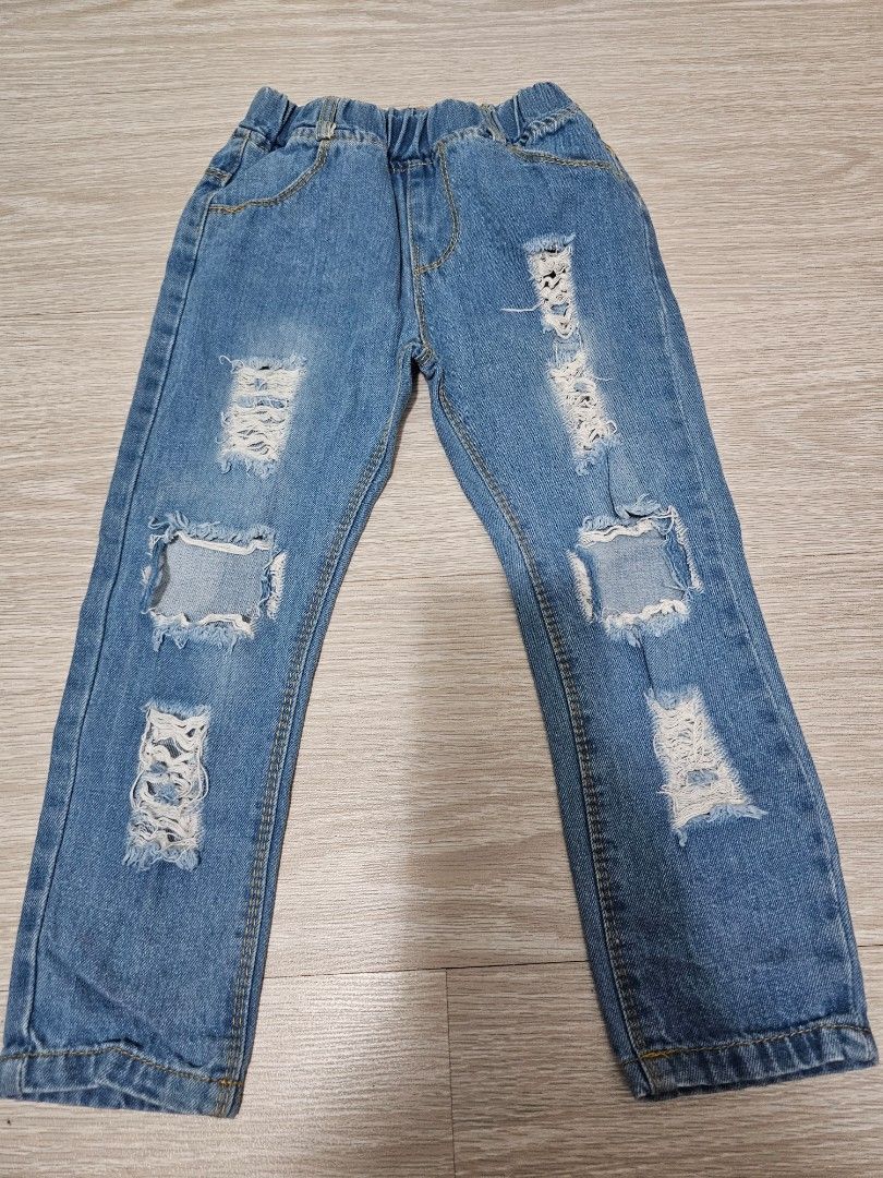 Denim Ripped Jeans Babies Kids Babies Kids Fashion on Carousell