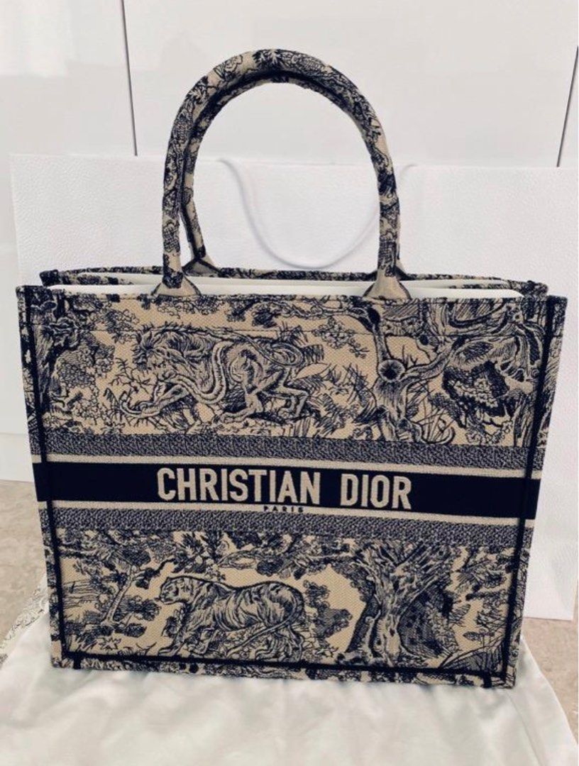 Dior book tote toile de jouy black sales