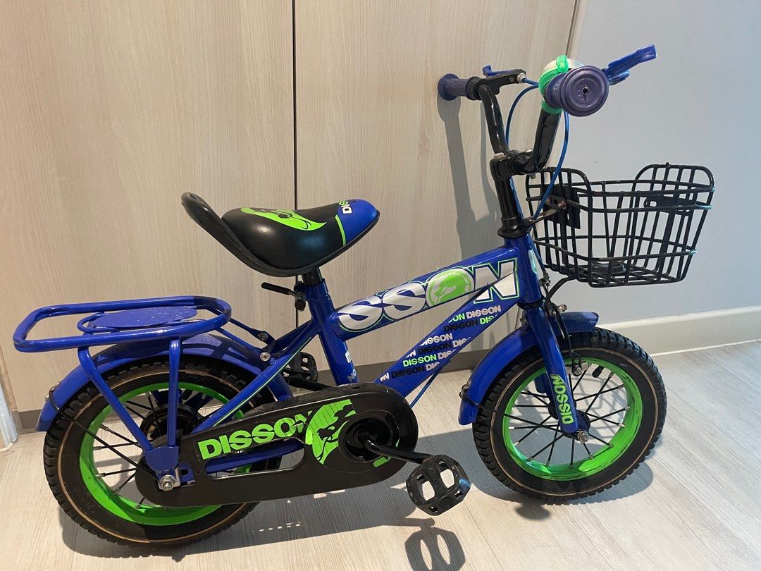 Disson Kids Bicycle with Brakes, Basket, Bell, and Kickstand (12 inch ...