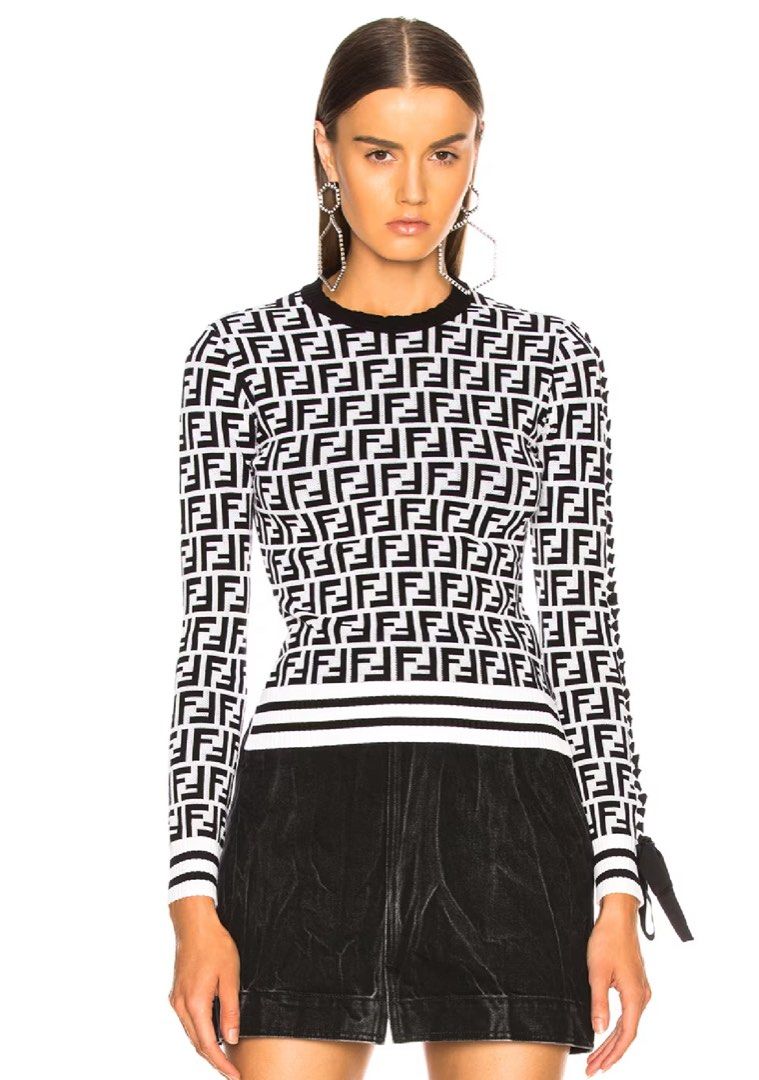 Black and white fendi sweater hotsell
