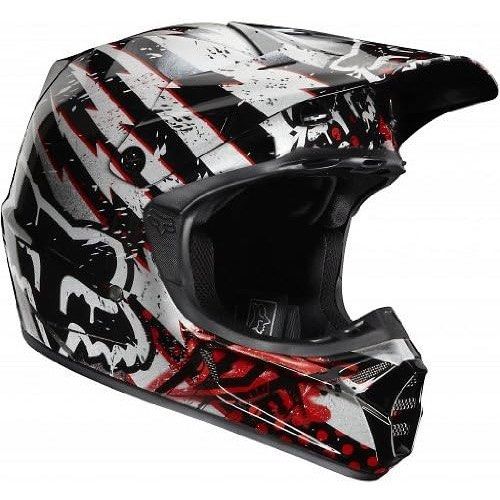 Fox Racing V3 Riot Helmet Black Red Sports Equipment Bicycles