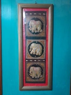 Framed Elephant Tapestry | Framed Thai Elephant Tapestry | Elephant Wall Decor
