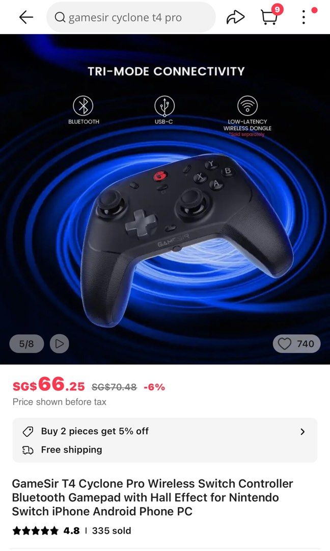 GameSir T4 Cyclone Pro Wireless Switch Controller Bluetooth Gamepad ...