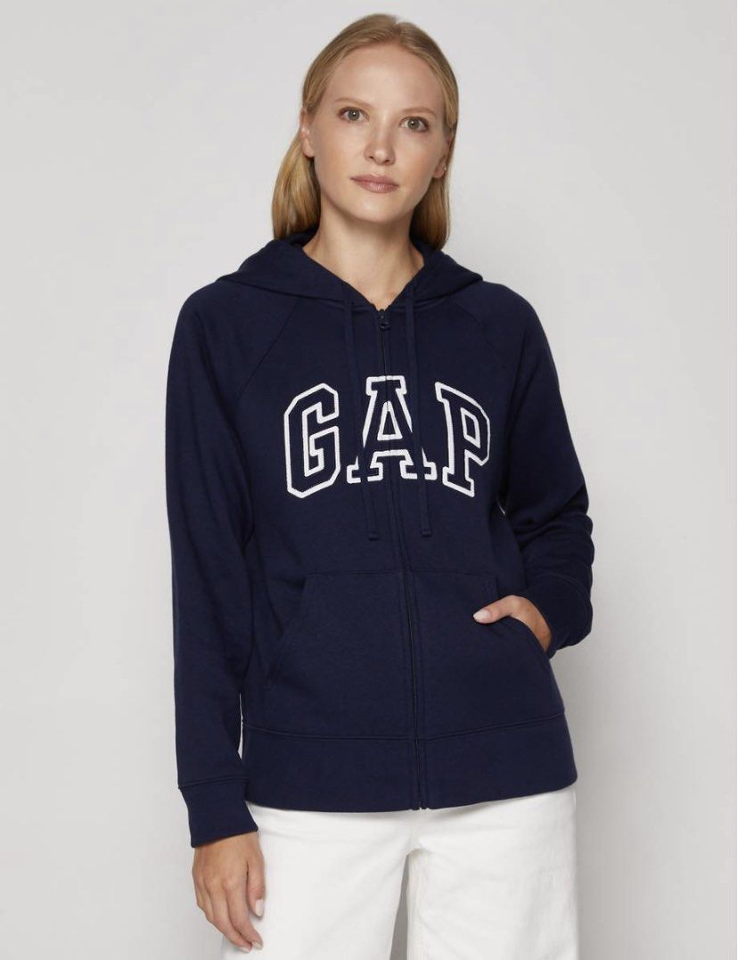 Gap Logo Zip Hoodie Navy Men s Fashion Coats Jackets and